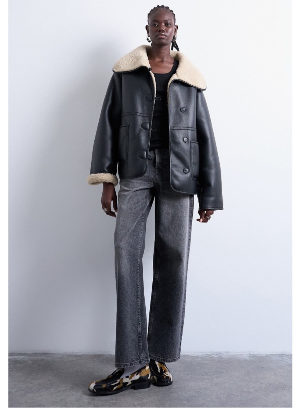 Topshop Oversized Reversible Faux Shearling Jacket, NEW